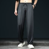 Шелковые шахматы, спортивные летние ультратонкие штаны, свободный прямой крой, большой размер