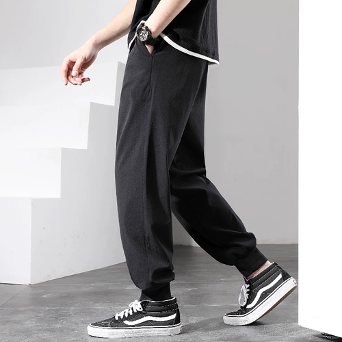 Летние шелковые тонкие эластичные спортивные штаны, оверсайз, большой размер