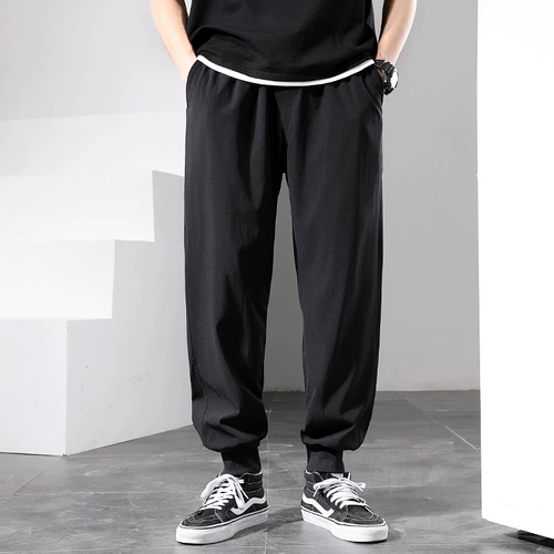 Летние шелковые тонкие эластичные спортивные штаны, оверсайз, большой размер