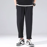 Шелковые быстросохнущие летние тонкие спортивные черные штаны, свободный прямой крой