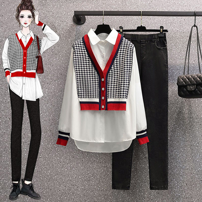 Prenatal Postnatal Breastfeeding Shirt Spring Summer New Knitted Splicing Fake two breast-feeding blouse Thin Smoke Pipe Pants Suit