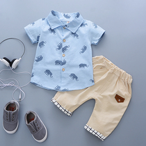 Summer dress new foreign style boys and girls short sleeve childrens clothing baby childrens suit 2 sets 1-4 years old childrens clothing summer tide