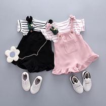 2020 new childrens clothing women Baby set short sleeve Shorts 2 pieces 1-4 years old cute girl summer dress tide