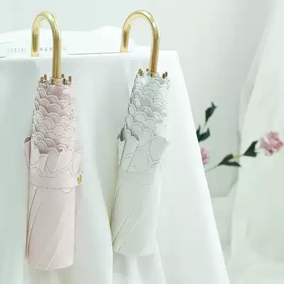 Japanese ultra-light small hook umbrellas black sunscreen anti-UV sunshade female umbrella dual-use folding