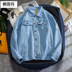 Thu mới Harajuku thương hiệu thời trang quần áo mất cậu bé bf gió thời trang bảo hộ lao denim jacket Hàn Quốc phiên bản của cặp đôi áo khoác. 