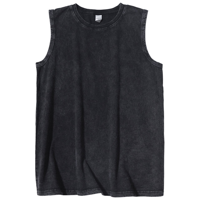 Summer European and American retro style washed waistcoat 230g pure cotton sweat vest for men and women ins trend brand hip-hop sleeveless t-shirt