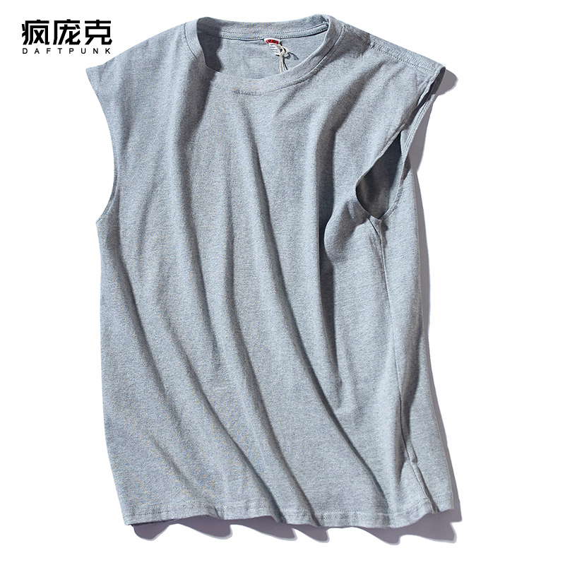 tinh khiết màu cá tính in thẻ xu hướng phong trào mùa hè triều nam vest bên ngoài mặc áo không tay t-shirt lỏng xu hướng hip-hop vết sưng vai