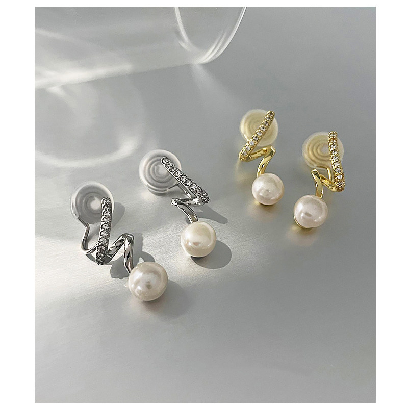 2021 New Snake Type Natural Pearl Ear Nail Ear Clip Without Earrings Earrings Woman Mosquito Coil Dish Ear Accessories 100 Hitch High Level Sensation 