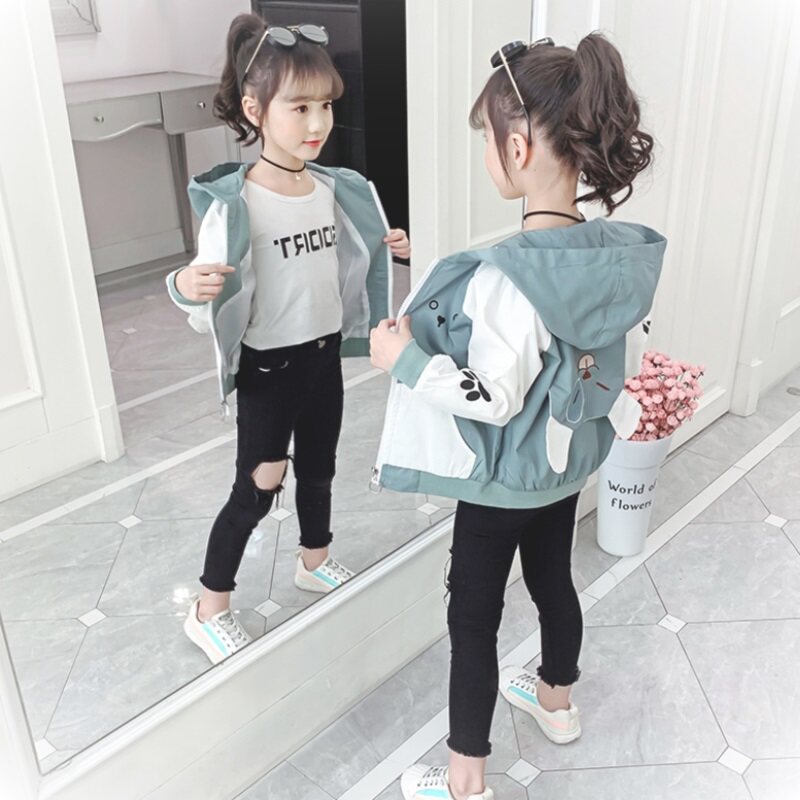 Girls spring and autumn jacket 2021 new Korean version of the foreign air loose top little girl casual fashion jacket children's clothing