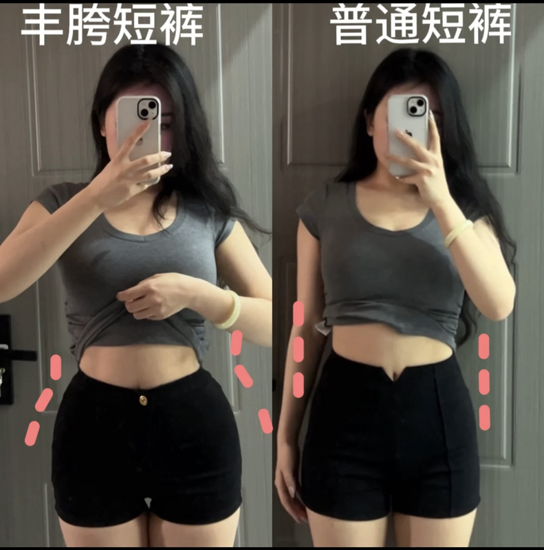 Hip-Enhancing Denim Shorts for Women, Hot Girl Style, Spring 2024 New High-Waisted Slimming Black Pants, Tight and Stretchy