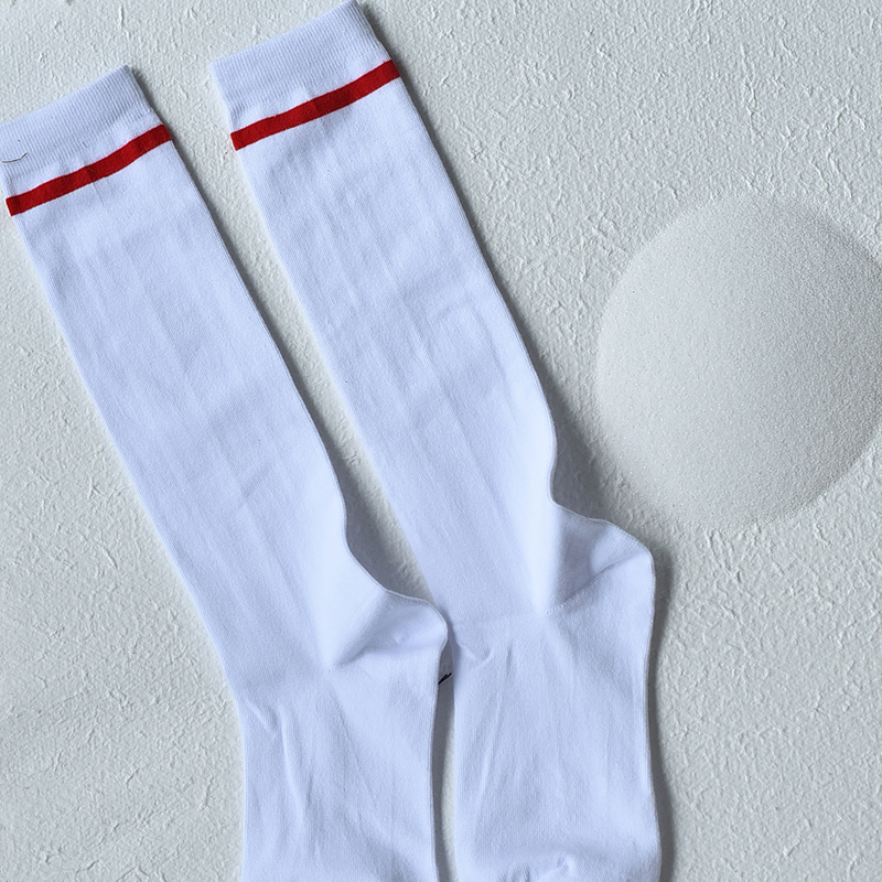 Asuka Cosplay Calf Socks Neon Genesis Evangelion Eva White Base Red Stripe Half Socks Versatile Solid Color Long Socks