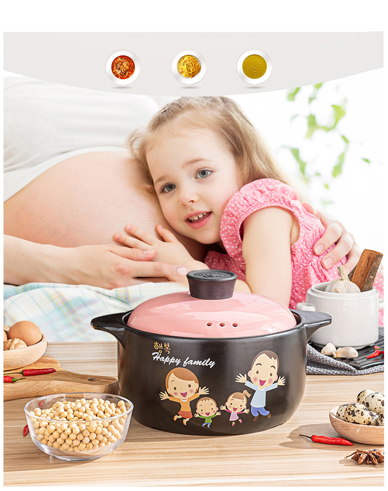 Orange leaf casserole stew household gas crock soup simmering little ceramic casserole soup rice, induction cooker pot