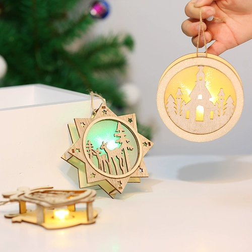 Рождественская деревянная трехмерная подвеска, макет, настольное украшение