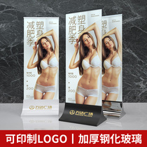 Shopping mall glass vertical card display stand Floor-standing billboard poster stand Liping display stand Stainless steel guide water card