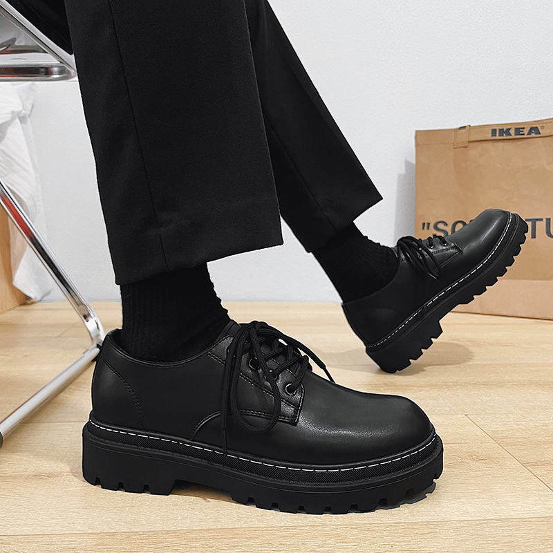 Black Leather Shoes, Formal Business Casual Men's Shoes, British Style Round Toe Suit Derby Shoes, Men's 2026 New Summer Style Black Leather Shoes, Formal Business Casual Men's Shoes, British Style Round Toe Suit Derby Shoes, Men's 2026 New Summer Style
