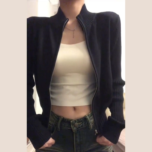 Демисезонный свитер, трикотажная куртка, осенний кардиган с молнией, коллекция 2023