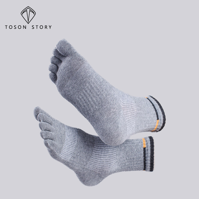 Tangcheng Story Five Toe Socks Men's Solid Color Cotton Socks Spring and Autumn Mid-Tube Waist Socks Winter Sweat-Absorbent Sports Toe Socks