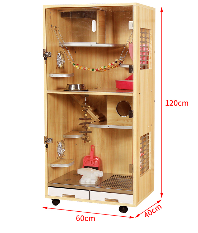 Chinchilla cabinet cage solid wood fir ecological board cabinet villa pet cabinet blind date cage