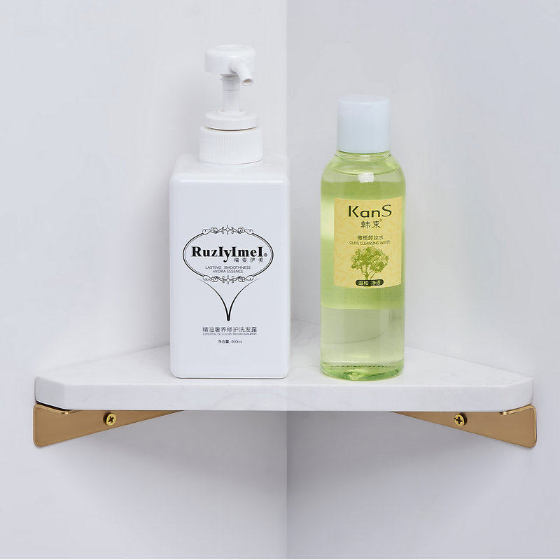 PANAMENT brass marble tripod linen wind light lavish bathroom shelve Nordic wall-mounted corner shelf