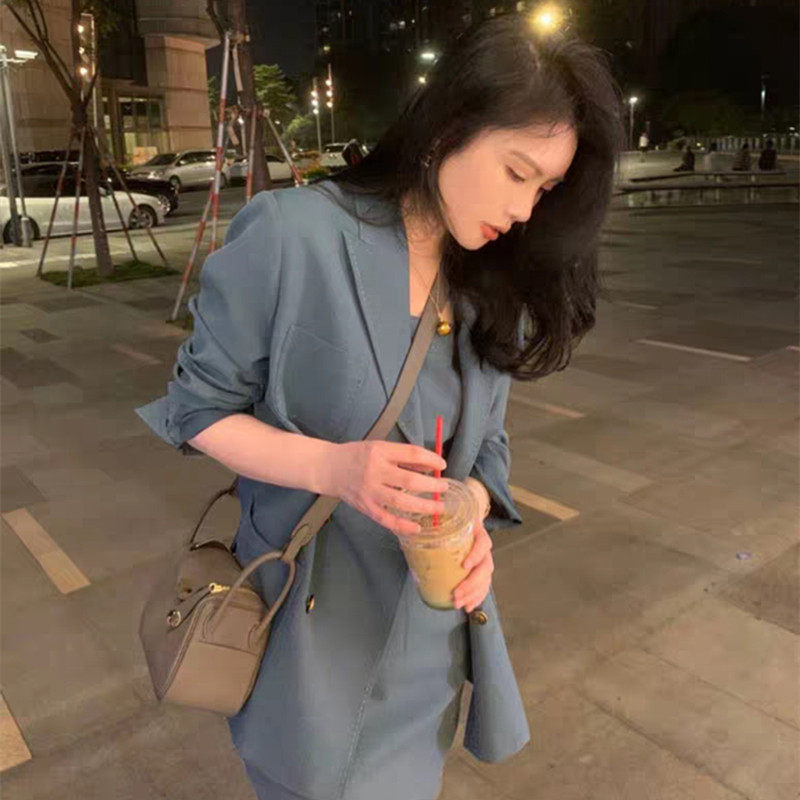 majewuyu marji words suit skirt suit woman 2022 spring summer new small balsamic wind hoist with skirt and two sets