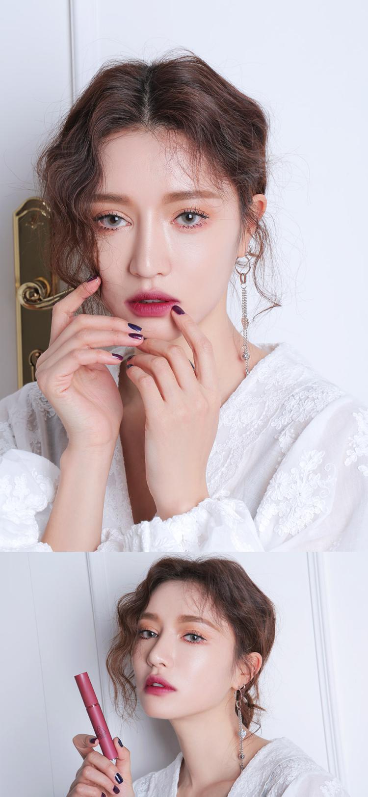 Authentic Hàn Quốc 3CE mới son môi mờ mờ chất lỏng lâu dài son bóng retro tím tím cắm mận - Son bóng / Liquid Rouge 	son bóng merzy bảng màu	
