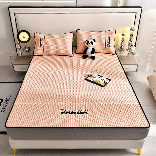 Ice silk latex mat three-piece set household sheets foldable soft mat bed W hat air conditioning mat
