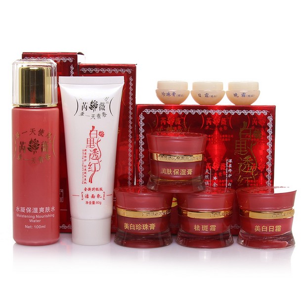 正品香港芮薇白里透红四合一美白祛斑霜四件套芮微化妆品包邮