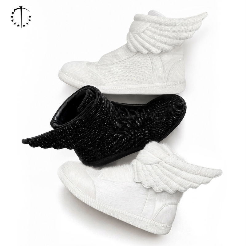 Tecninegroup (Tng) Angel Wings Shoes Horsehair Sparkling Rhinestone Vintage Hotfix Rhinestone High-Top Sports Casual Shoes Tecninegroup (Tng) Angel Wings Shoes Horsehair Sparkling Rhinestone Vintage Hotfix Rhinestone High-Top Sports Casual Shoes