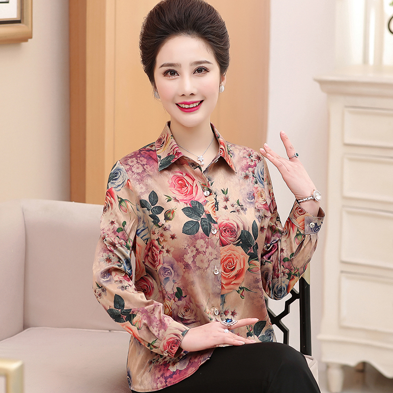 Mother's Shirt Long-Sleeved 40-50 Years Old Middle-Aged Plus Size Shirt T-Shirt Middle-Aged and Elderly Women Summer Loose Tops Mother's Shirt Long-Sleeved 40-50 Years Old Middle-Aged Plus Size Shirt T-Shirt Middle-Aged and Elderly Women Summer Loose Tops