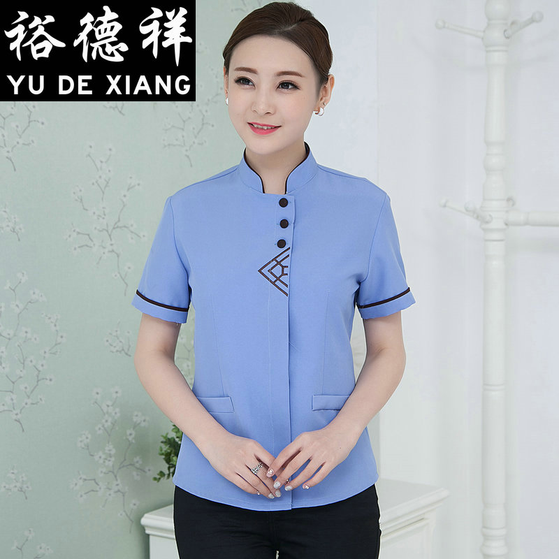 Ngắn tay làm sạch quần áo tiếp viên phòng khách sạn PA workclothes quần áo mùa hè nữ tính sạch bẫy nữ dài tay