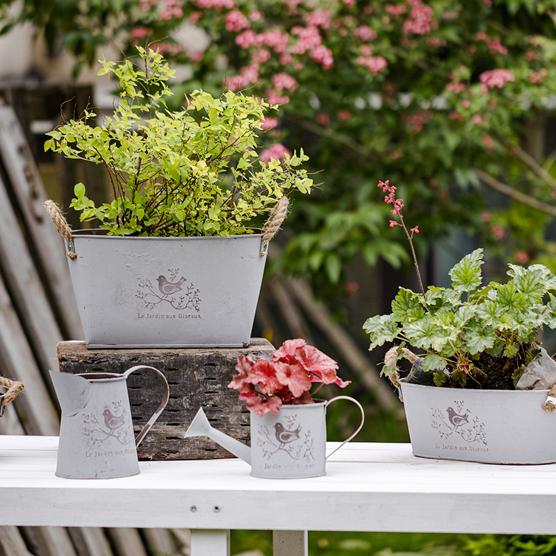 Culvert Nordic Minimalist Metal Sheet Multimeat Plant Flower Pot Flower Barrel Flower Pot Suit Combined Fields Garden Iron Art Floral-Taobao