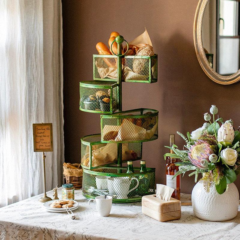 Wrought iron multi-functional rotating shelves floor-to-ceiling multi-layer flower rack storage storage rack finishing box artifacts