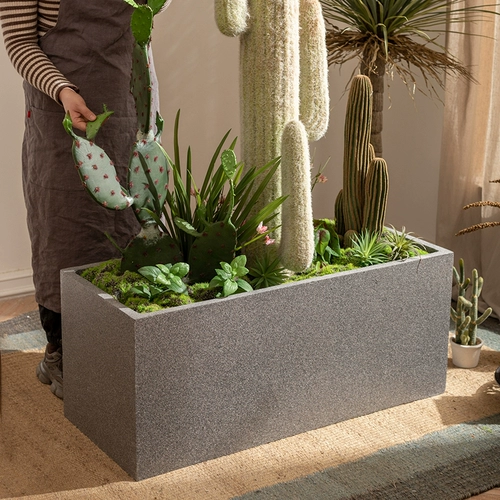 掬涵 Прямоугольный цветочный горшок из магниевой глины, цементный цветочный ящик, ясли, открытый балкон, перегородка во дворе, ящик для посадки цветов и зеленых растений