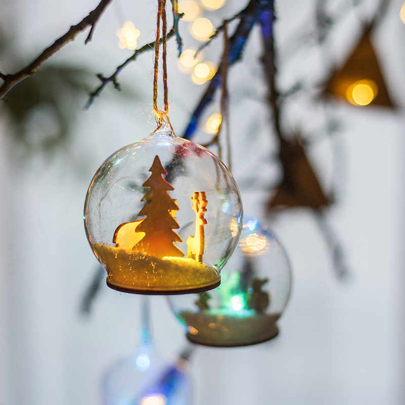 Juhan glass snowball Christmas tree pendant light ball pendant cure crystal ball decoration holiday atmosphere party lights