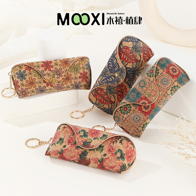 Mooxi Bark Cork Eco-Friendly Glasses Case Retro Print Ethnic Style Sunglasses Case Glasses Storage