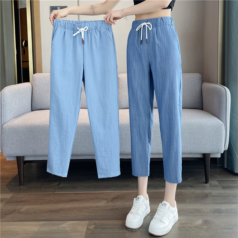 Tencel Denim Cropped Pants for Women, Summer Thin Ice Silk Pants, 2026 New Summer Women's Casual Harem Pants