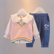 Female Baby Autumn Winter Dress Foreign Air Suit 0-4 Year Old Baby Boy Clothing 2 Han Prints Out Clothes Fall Girl Three Sets