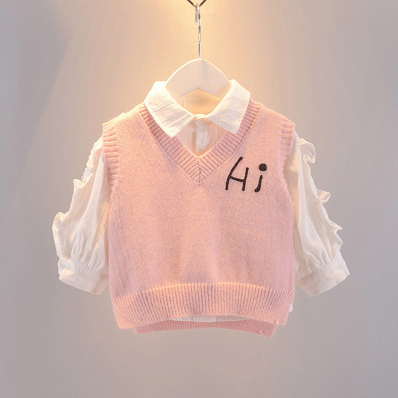 2021 Girl Yang Pie Baby Hair Line Shirt Lifted Lace Sleeve Girl 2 - piece sets in autumn