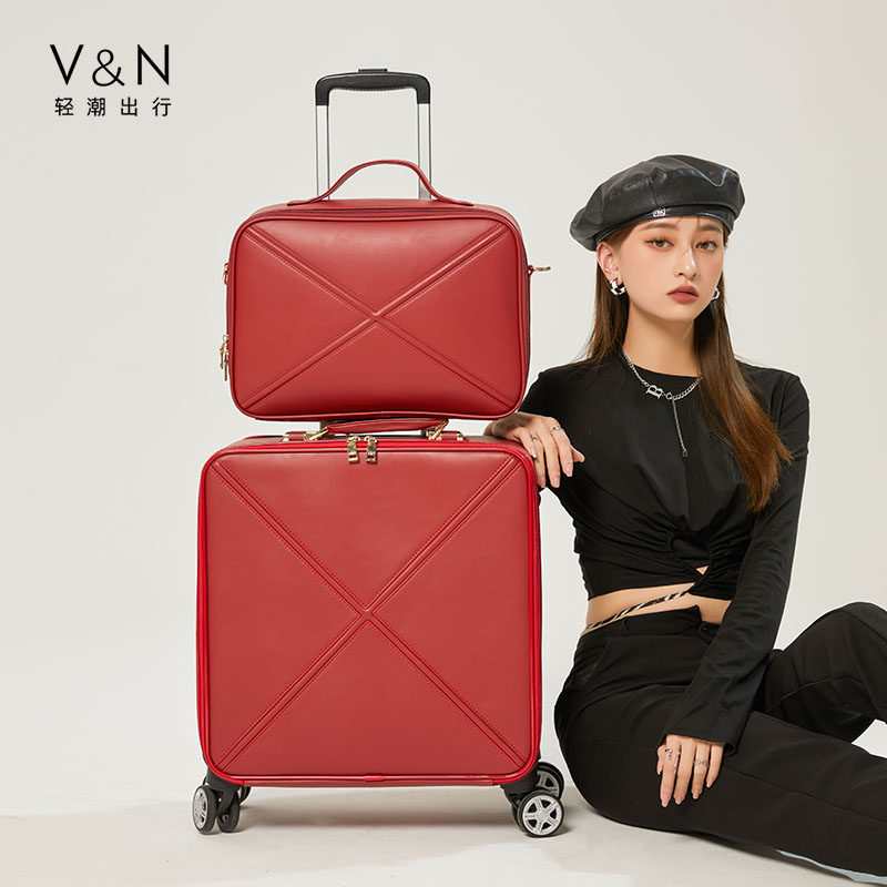 High-value wedding suitcase red suitcase female dowry trolley suitcase 20 inch fashion boarding suitcase mother suitcase