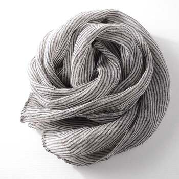 100% Pure Linen Scarf for Women, Japanese Style Striped Versatile Fashion Narrow Casual Multifunctional Polka Dot Scarf for Autumn and Winter