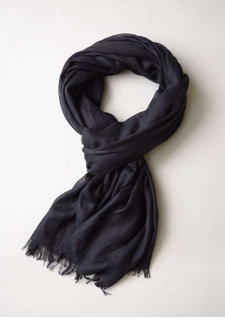 春夏季薄款男士围巾深灰色百搭黑色纯色棉麻年轻人围巾女防晒披肩详情25