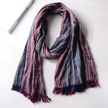 Japanese Retro Color-Blocked Cotton and Linen Scarf for Men, Thin and Warm Linen Scarf, New Autumn and Winter Korean Style, Unique and Casual