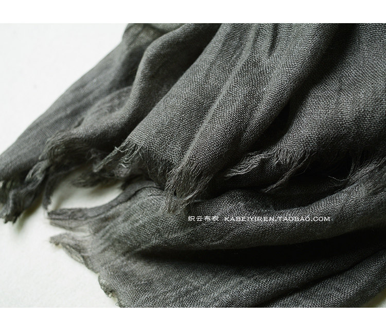 春夏季薄款男士围巾深灰色百搭黑色纯色棉麻年轻人围巾女防晒披肩详情36