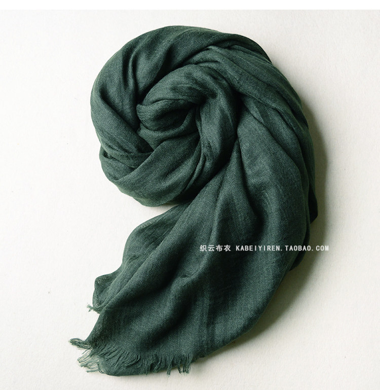 春夏季薄款男士围巾深灰色百搭黑色纯色棉麻年轻人围巾女防晒披肩详情27