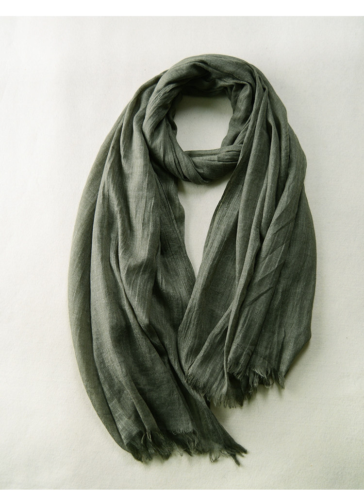 春夏季薄款男士围巾深灰色百搭黑色纯色棉麻年轻人围巾女防晒披肩详情49