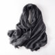 Japanese boutique autumn and winter scarf black and gray raw edge pleats