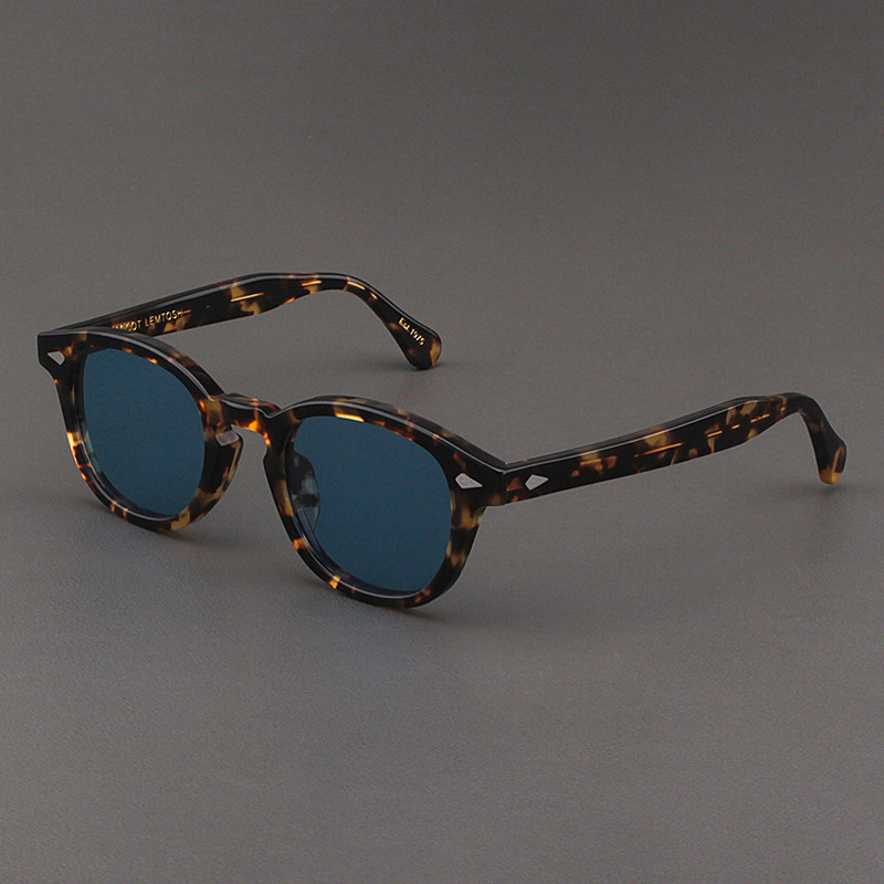 MOSCOT LEMTOSH SUN GLASSES MEN'S PLATE RETRO HAWKSBILL COLOR ROUND FRAME BLUE LENSES POLARIZED INK MIRROR WOMAN