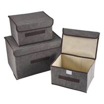 3 Pack Foldable Storage Boxes with LidsFabric Storage