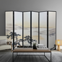 New Chinese style simple modern removable folding screen hand-painted solid wood wall cloth porch partition living room partition custom