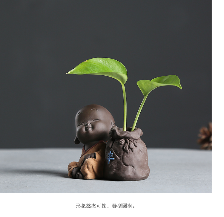 Boutique dễ thương màu tím cát nhỏ tu sĩ thú cưng có thể nâng cao đồ trang trí Sáng tạo văn hóa nước hoa trà đặt trang trí hoa nhỏ - Trà sứ bộ tách trà cao cấp